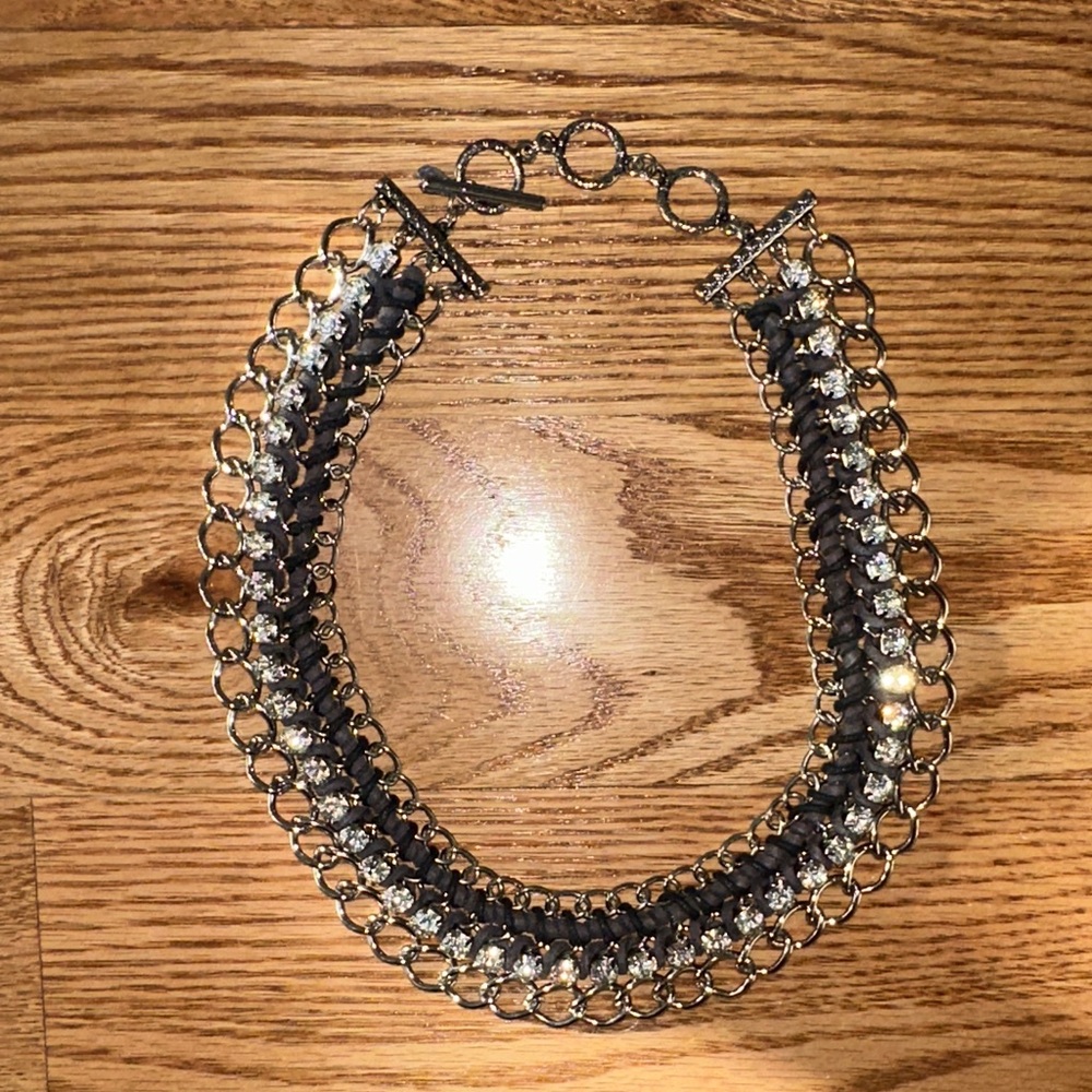Elegant Silver and Black Chain Necklace